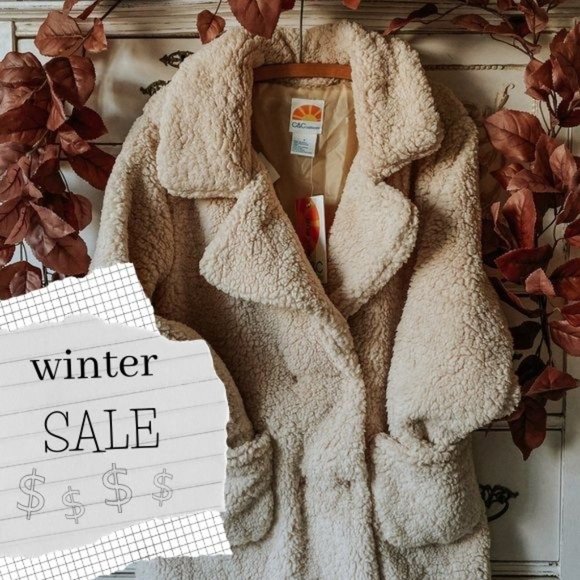 C&C California Jackets & Blazers - NWT C&C Faux Fur Sherpa Teddy Collared Pea Coat
